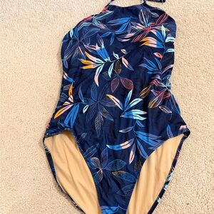 Old Navy Blue Floral One Piece Swimsuit